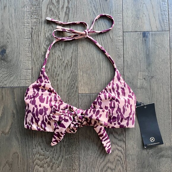 ViX Swimwear Bali Middle Loop Bikini Top Burgundy Leopard Print NWT Size S - Picture 3 of 8